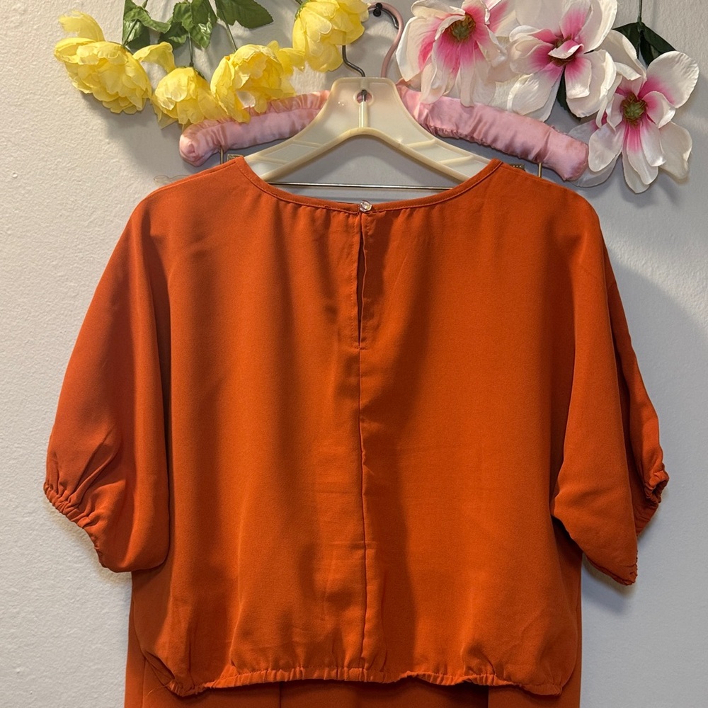 Women's Orange Elastic-Hem Jumpsuit - Picture 2 of 10